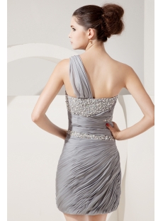 Beautiful Silver One Shoulder Short Cocktail Dress