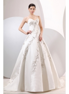 Beautiful Spaghetti Straps Ivory Embroidery Wedding Dresses Online