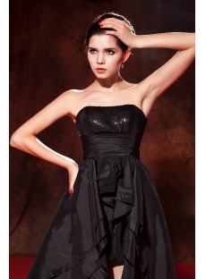Black Taffeta Sweet 16 Dress with High-low Hem