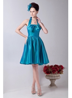 Blue Halter Simple Homecoming Dress for College