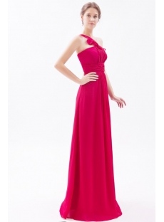 Charming Burgundy Long Modest Bridesmaid Dress with One Shoulder
