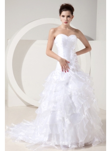 Charming White Modest Bridal Gowns with Drop Waist