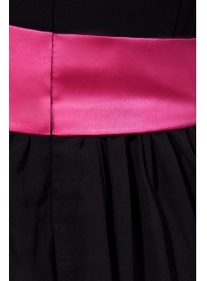 Chiffon Black Little Party Dresses with Hot Pink Waistband