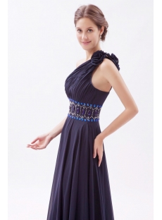 Chiffon Navy Blue Formal Bridesmaid Dresses with One Shoulder