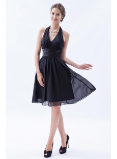 Classy Chiffon Halter Little Black Dress for Prom