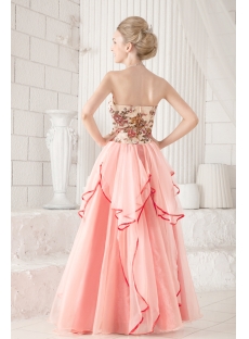 Coral Long Strapless Colorful Quinceanera Dress Cheap