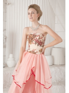 Coral Long Strapless Colorful Quinceanera Dress Cheap