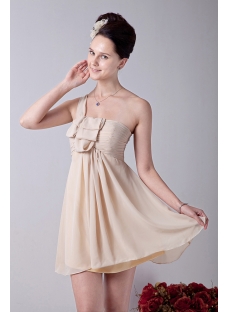 Cute Champagne Short Cocktail Dress with One Shoulder for Junior