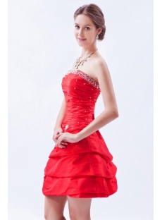 Dramatic Red Taffeta Strapless Short Quince Dress