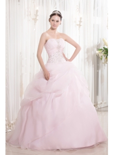 Embroidery Pearl Pink Pretty Quince Ball Gown with Sweetheart