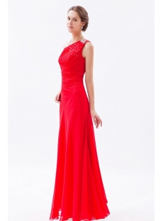 Fabulous Modest Red One Shoulder Long Sheath Prom Dress 2014