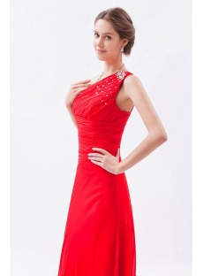 Fabulous Modest Red One Shoulder Long Sheath Prom Dress 2014