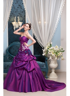 Fuchsia Beautiful A-line Taffeta Wedding Dress 2014