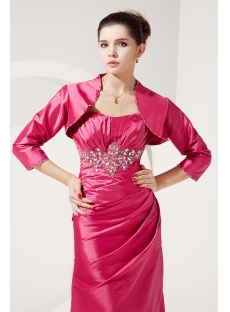 Fuchsia Long Mother of Groom Dress with 3/4 Sleeves Jacket