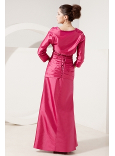 Fuchsia Long Mother of Groom Dress with 3/4 Sleeves Jacket