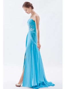 Glamorous Aqua Long Chiffon 2013 Prom Dress with Train
