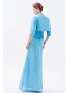 Graceful Blue Long Chiffon Mother of Groom Dress with Long Jacket