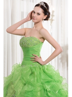 Green Traditional Ruffle Quince Gown Dress 2013
