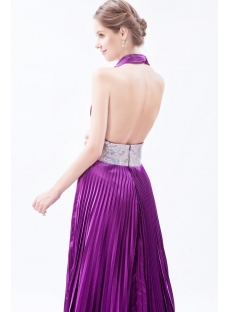 Hot Low Cut Halter Purple Prom Dress with Train