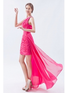 Hot Pink Cute One Shoulder High-low Hem Sweet 16 Dress