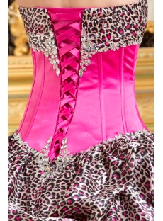 Hot Pink Leopard  Formal Quinceanera Dress with Train