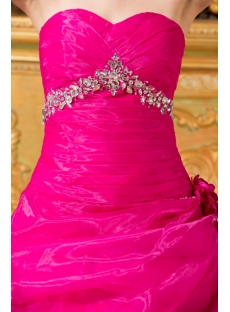 Hot Pink Organza Pretty Quinceanera Dress with Sweetheart