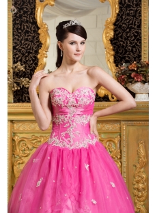 Long Fuchsia Princess Quince Gown with Corset