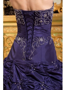 Navy Blue Drop Waist Quinceanera Dress 2012 with Pick up