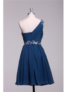 Navy Blue One Shoulder Cute Cocktail Dress for Juniors