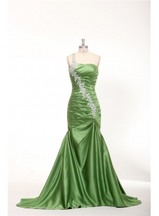 Olive Green Mermaid Military Ball Formal Dresses with Train