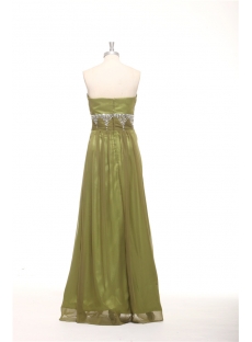 Olive Green Strapless Long Military Evening Dress