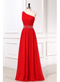 One Shoulder Red Formal Evening Dresses for Petite women