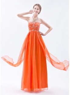 Orange Empire Long Ball Gown for Plus Size with Embroidery