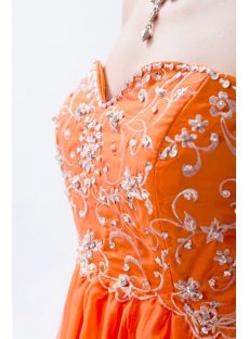 Orange Empire Long Ball Gown for Plus Size with Embroidery
