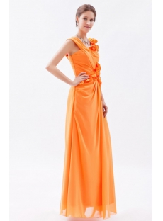 Orange Impressive Long Chiffon Prom Dress with V-neckline