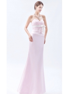 Pearl Pink Long Bridesmaid Dresses with White Sash