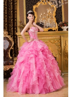 Pink Exclusive Puffy Quinceanera Dresses 2014