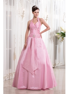Pink Halter Cheap Quinceanera Dress