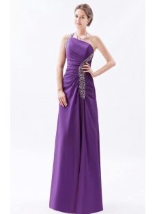 Purple One Shoulder Bridesmaid Dress Long