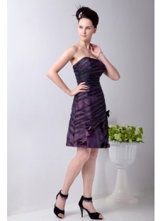 Purple and Black Strapless Graduation Dress for Spring