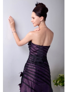 Purple and Black Strapless Graduation Dress for Spring