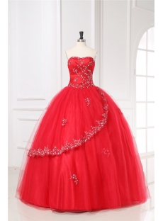 Red Puffy Quinceanera Gown Dress 2011 with Sweetheart