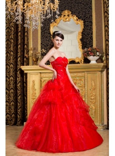 Red Romantic Best Quinceanera Dress with Ruffles