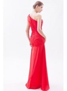 Red Romantic Chiffon Sheath One Shoulder Evening Dress Cheap