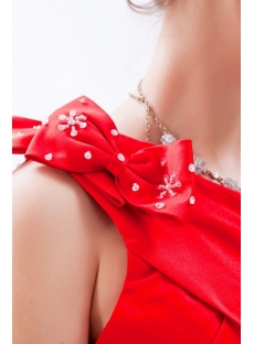 Red Satin Terrific Sheath One-Shoulder Mini Cocktail Gowns