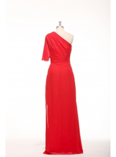 Red Strapless Ruffled One Shoulder Asymmetrical High Low Dress