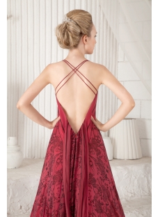 Red Straps Open Back Formal Evening Dress