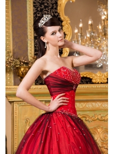 Red and Black Colorful Quince Gown Dress for Plus Size