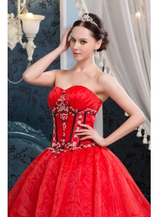Red and Black Embroidery Popular Best Quinceanera Dress