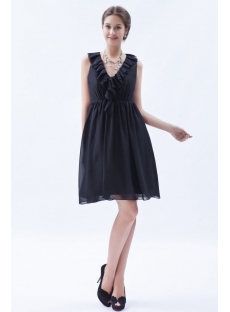 Ruffled Chiffon Little Black Dresses for Plus Size Women